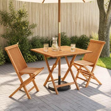 vidaXL 3-delige opvouwbare bistroset voor in de tuin Naturel, Verzenden, Nieuw