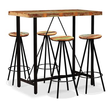vidaXL Barset massief gerecycled hout 5-delig, Verzenden, Nieuw