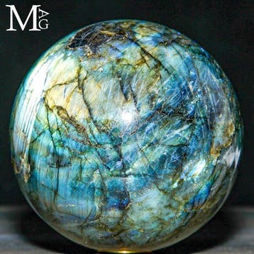 Labradorietbol met intense blauw-groene reflexen - Grote bol, Verzamelen
