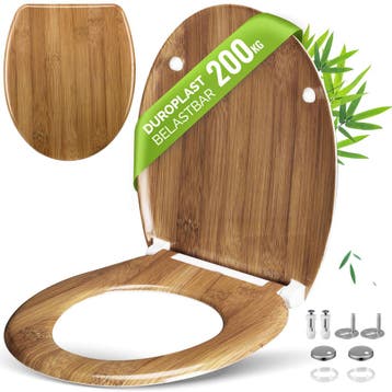 Wc-bril Bamboe-look met soft close mechanisme (Badkamer), Verzenden, Nieuw
