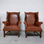 Chesterfield style - Fauteuil (2) - Leder - Bergere, Antiek en Kunst