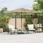 vidaXL Parasol met LEDs en stalen paal 290x290x238 cm bruin, Verzenden, Nieuw, 2 tot 3 meter