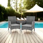 2 Wicker tuinstoelen met 4 kussenhoezen - grijs/lichtgrijs, Verzenden, Nieuw