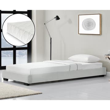 Modern bedframe kunstleer met matras 90x200 wit, Huis en Inrichting, Slaapkamer | Bedden, Verzenden, Nieuw