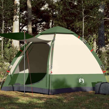 vidaXL Kampeertent 4-persoons snelontgrendeling groen, Caravans en Kamperen, Verzenden, Nieuw, Tot en met 2