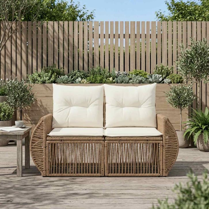 vidaXL Tuinbank 2-Aantal zitplaatsen Beige poly rattan, Tuin en Terras, Tuinsets en Loungesets, Nieuw, Rotan, Verzenden
