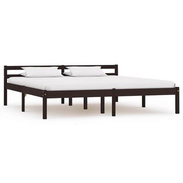 vidaXL Bedframe massief grenenhout donkerbruin 160x200 cm, Bruin, Verzenden, 200 cm, 160 cm
