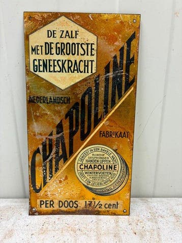 Vintage Chapoline zalf reclamebord – Nederlands fabrikaat –