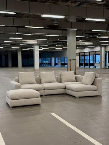 Minotti Jagger Bank | Shitake | NIEUWSTAAT + Garantie, 300 cm of meer, Ophalen of Verzenden, Zo goed als nieuw, Bank Hoekbank Bankstel Bankje Loungebank Banken Chaise Lounge 