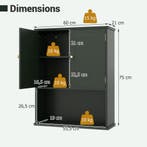 LIVSK Wandkast met 2 Deuren - Verstelbare Plank - Open Vak v, Huis en Inrichting, Kasten | Buffetkasten, Verzenden, Nieuw