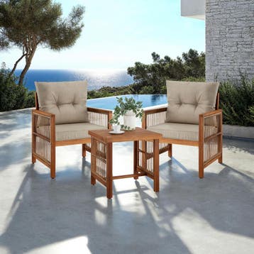 Loungeset Eivissa in rope-design met XXL-bekleding - natuur, Verzenden, Nieuw