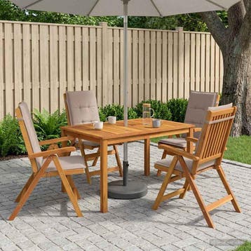 vidaXL 5-delige tuin eetset Naturel Massief Acaciahout, Verzenden, Nieuw
