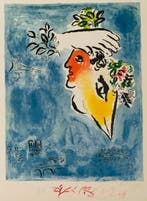 Marc Chagall - “Le Ciel bleu, kleurenlitho uit 1964. La
