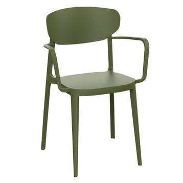Stoel | LUGANO | Kunststof | Olive | In-/Outdoor |, Verzenden, Nieuw in verpakking