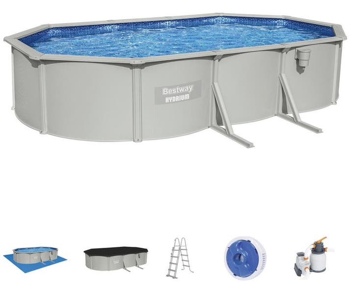 Bestway Hydrium Jersey metalen zwembad 610 x 360 x 120cm, Tuin en Terras, Zwembaden, 400 cm of meer, Ovaal, Nieuw, 80 tot 120 cm