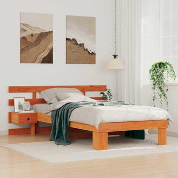 vidaXL Bedframe Wasbruin 100 x 200 cm Massief grenenhout, Verzenden, Nieuw, Bruin, Hout