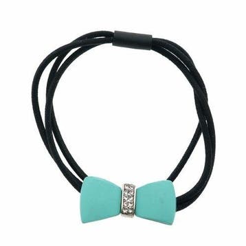 Haarelastiek – Strik 3cm - Strass Steentjes Accent  – Blauw, Nieuw