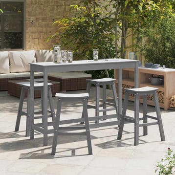 vidaXL Tuin Bar Set 4 st Lichtgrijs HDPE, Verzenden, Nieuw, 4 zitplaatsen
