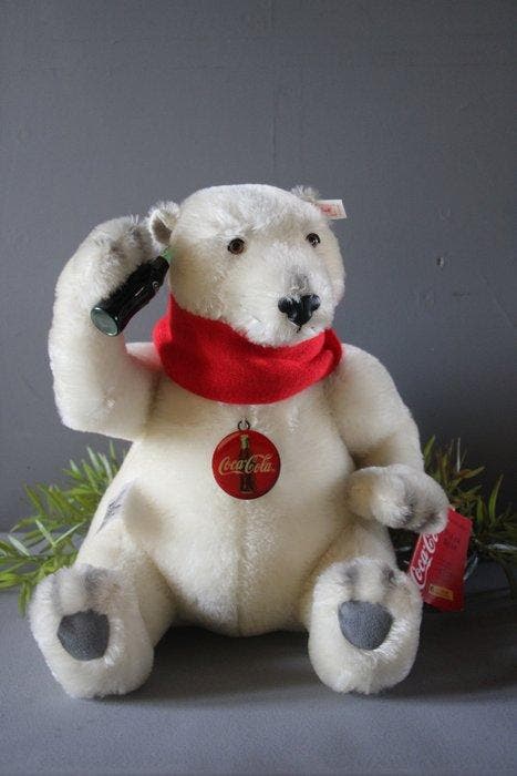 Steiff/Coca Cola Teddybeer - Teddybeer - Duitsland, Antiek en Kunst, Antiek | Speelgoed