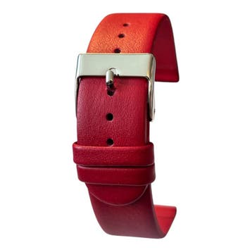 HORLOGEBAND ROOD GLAD ZACHT PLAT ECHT LEER SOEPEL, Overige merken, Overige materialen, Leer, Verzenden