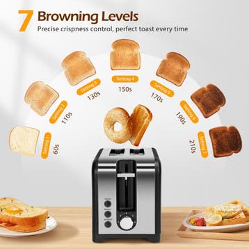 Broodrooster - Toaster - 2 sleuven - 930W - Zwart - Taylow S, Verzenden, Zo goed als nieuw