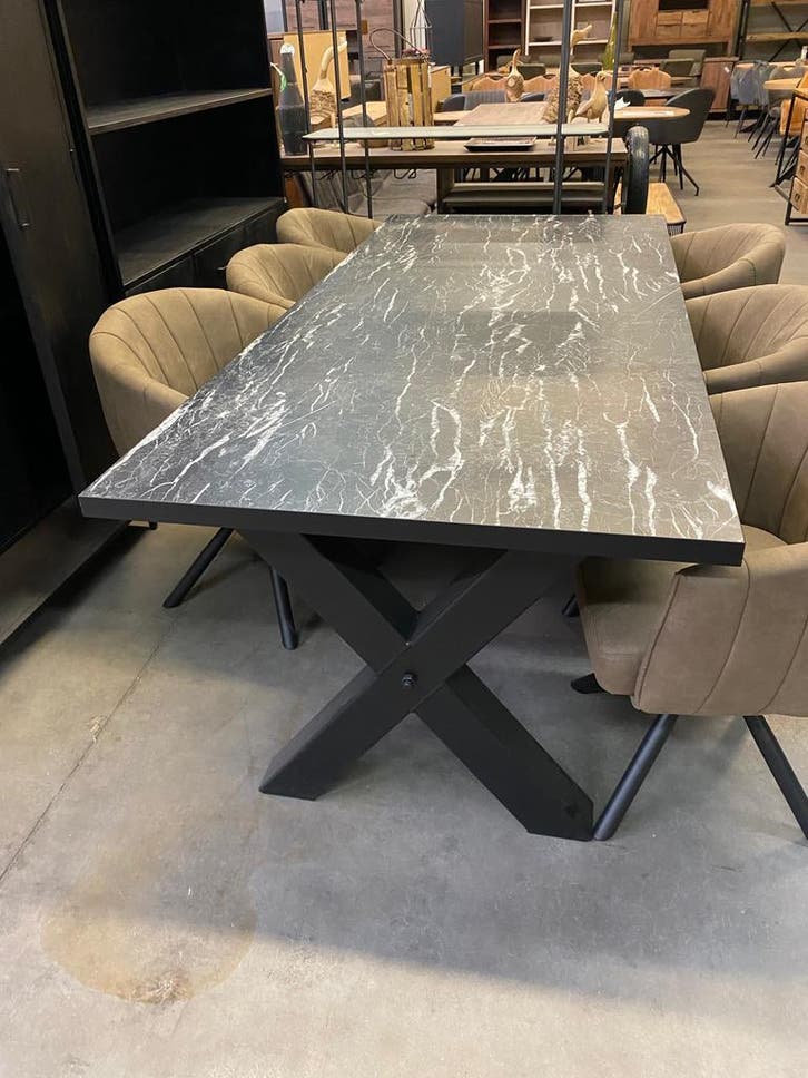 Formula eettafel, marble nero, Huis en Inrichting, Tafels | Eettafels, Nieuw, Metaal, Overige materialen