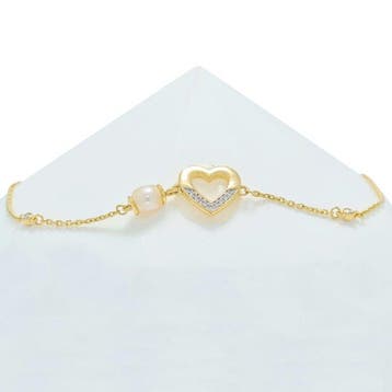 Armband - 18 karaat Geel goud - 0.05ct. tw. Parel - Diamant, Nieuw
