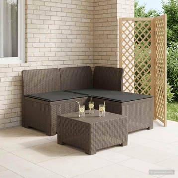 vidaXL 3-zits tuinbank met kussens in rattanlook PP, Verzenden, Nieuw