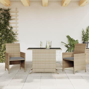 vidaXL 3-delige Bistroset met kussens poly rattan gemengd, Verzenden, Nieuw