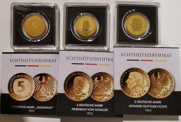 Duitsland. 5 Mark 3 x 1/1000 oz Gold 5 Deutsche Mark