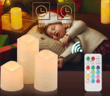Set van 3 RGB LED Kaarsen met Afstandsbediening en Timer, Huis en Inrichting, Woonaccessoires | Kandelaars en Kaarsen, Verzenden