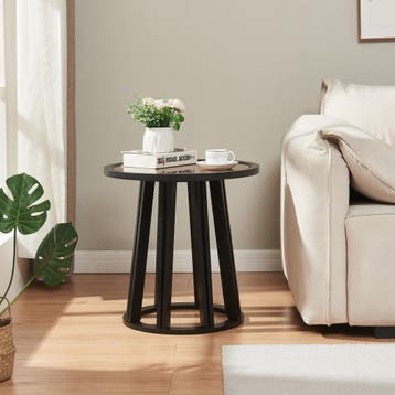 Bijzettafel Burgess 51xØ51 cm zwart en walnootkleurig [en.ca, Huis en Inrichting, Verzenden, Nieuw