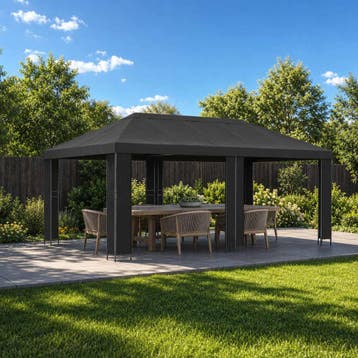 vidaXL Tuinprieel 6 x 3 m Antraciet Polyester en staal 190, Verzenden, Nieuw