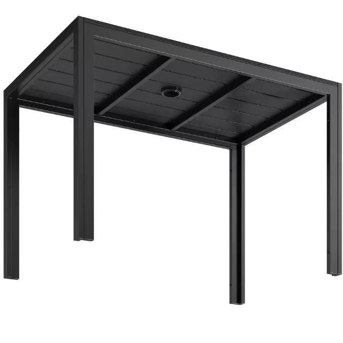 Tuintafel met Parasolgat – Aluminium en WPC, 110x70 cm, Tuin en Terras, Picknicktafels, Nieuw, Verzenden