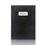 A4 Menumap voor 2 menukaarten - Zwart - Bedrukt met MENU...