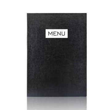 A4 Menumap voor 2 menukaarten - Zwart - Bedrukt met MENU...