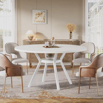 Ronde Eettafel 120cm met Opslag - Hout & Metaal - Geschikt v, Huis en Inrichting, Verzenden, Nieuw