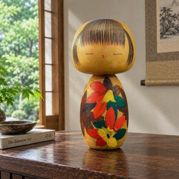 Kokeshi-pop - hout, met de hand gesneden, met de hand
