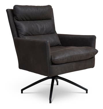 Fauteuil op kruispoot draai, Nieuw, 75 tot 100 cm, Leer, 50 tot 75 cm