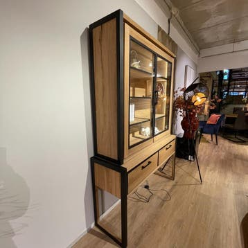 Metalo Buffetkast 2 Glasdeuren + 2 Laden - Henders en Hazel, Huis en Inrichting, Ophalen of Verzenden, Nieuw, 100 tot 150 cm, Modern