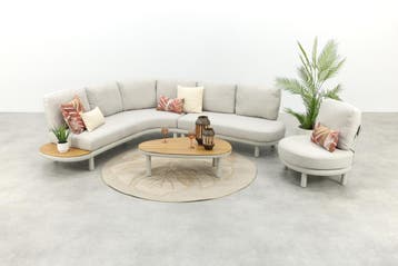 Alvora organische loungeset met loungestoel - Naturel/Teak, Verzenden, Nieuw, Hout, Loungeset