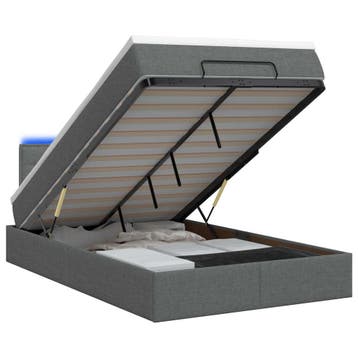 vidaXL Ottoman Bed met Matrassen en LED Donkergrijs 120 x, Huis en Inrichting, Slaapkamer | Bedden, Verzenden, Nieuw, Grijs