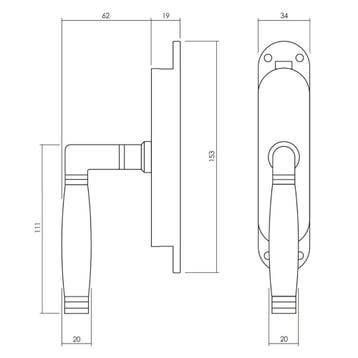 Intersteel set kruk-espagnolet links Ton 222 incl., Verzenden, Nieuw