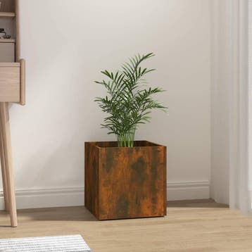 vidaXL Plantenbak 40x40x40 cm bewerkt hout gerookt, Verzenden, Minder dan 60 cm, Nieuw, Hout