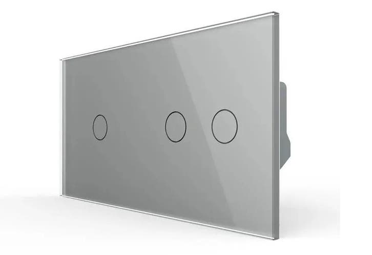 Touchscreen Schakelaar | Grijs Glas | Smart Design | 1 + 2 |, Doe-het-zelf en Verbouw, Elektra en Kabels, Schakelaar, Nieuw, Ophalen of Verzenden