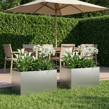 vidaXL Plantenbak 2 st zilver 100 x 50 x 50 cm, Verzenden, Minder dan 60 cm, Nieuw, Metaal