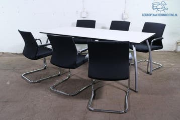 Assenburg vergadertafel ahorn 200x80 cm grijs design frame, Verzenden, Gebruikt