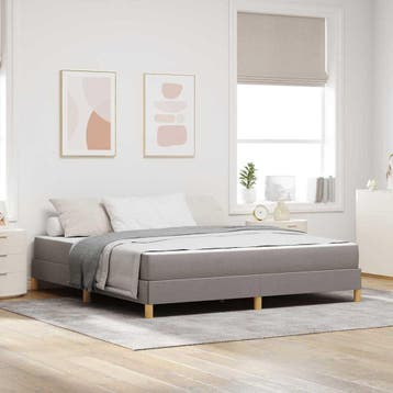 vidaXL Boxspringbed Taupe 180 x 200 cm Stof, Verzenden, Nieuw, Tweepersoons, Stof