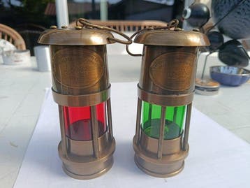 Vrachtlamp (2) - Messing/ Glas