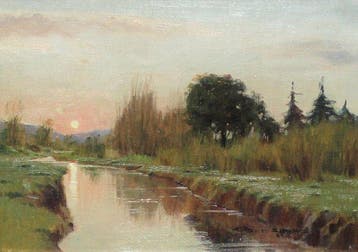 Benito Sánchez Hidalgo (1944) - Atardecer en la ribera
